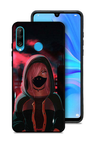 Tolwak غطاء حماية لهاتف هواوي P30 لايت برسومات فتاة ترتدي قناعًا