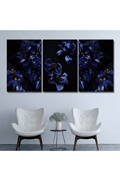 Marktna ثلاث لوحات قماشية مودرن بتصميم زهور مع برواز أسود مجوف