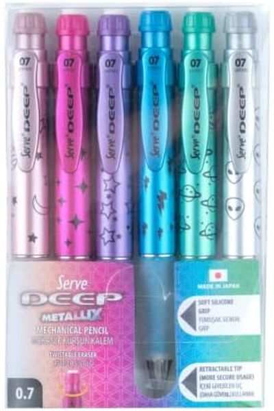 Mena Rise Şirinshop Deep Mechanical Pencil Metallic Pattern 0.7 mm Set of 6 1108107