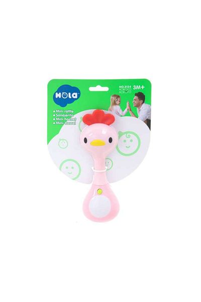Hola Hola interactive rattle toy, with lights and sounds for babies, pink, 10 x 13.5 cm