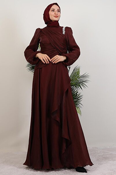 giz astore İlsu Tesettür Abiye Gül Kahve