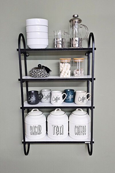 Forada Home & Style Dekoratif Metal Duvar Rafı (4 Raflı)