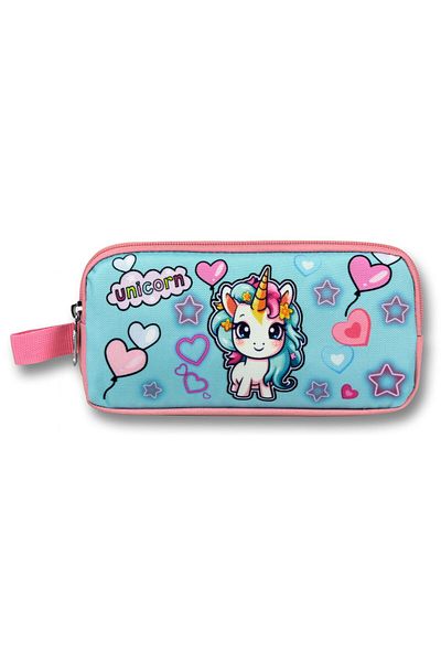 ÜMİT ÇANTA Ümit Çanta Baby Unicorn θήκη για μολύβι με δύο θήκες για κορίτσια - ροζ τιρκουάζ - 5050