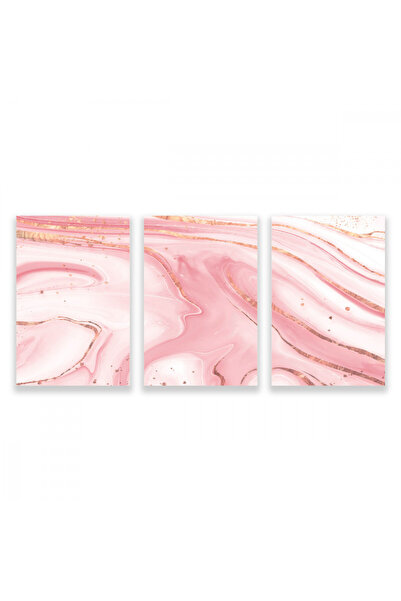 SND ثلاث لوحات قماشية مودرن بتصميم رسم تجريدي مع برواز شامبين مجوف