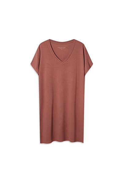 Henderson Home Women's Nightgown Classic Pleasant & Viscose & Minimal Style & Short Sleeve & Boat neck| Noves