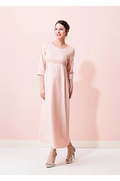 Genel Markalar Kolu Güpürlü Uzun Hamile Elbise