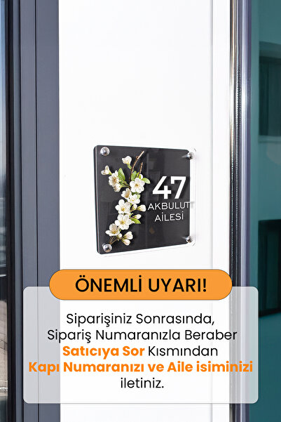 Morimora Kişiye Özel Beyaz Çiçek Dallı Kapı İsimliği
