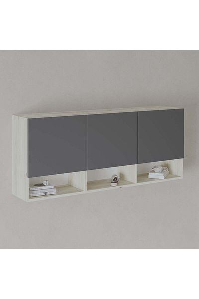 haaus.ro Dulap suspendat haaus Malmo, 3 Usi, Stejar Alb/Antracit, 144 x 27 x 60 cm
