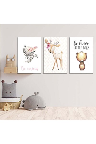 4gdran ثلاث لوحات قماشية مودرن لغرف الأطفال مع برواز شامبين مجوف