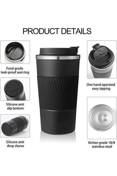 COOYA 510ml Insulated Coffee Travel Mug,6 Pack,Stainless Steel Vacuum Insulation Tumbler
