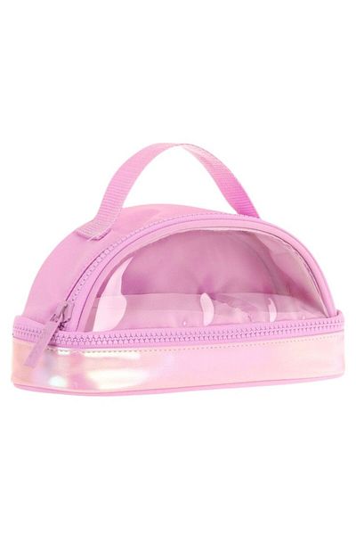 KAUKKO Suport pentru stilou cu două ochi pentru fete Crescent cu mâner de transport - roz, buzunar transparent - K2730