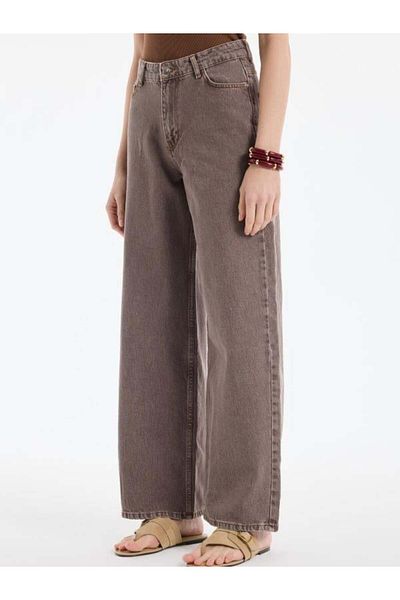 Quzu 00485 Wide Leg Trousers Brown