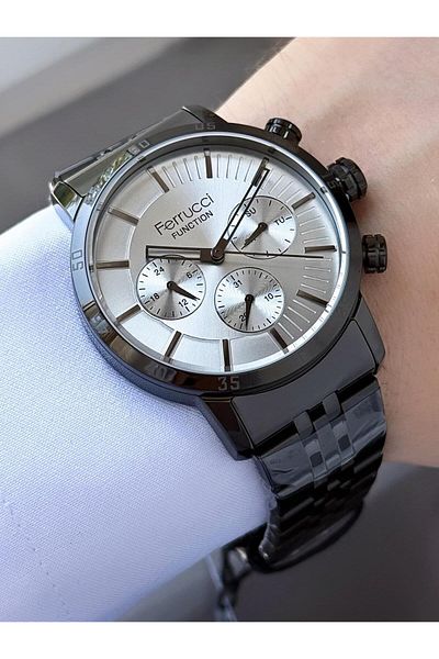 Ferrucci Men's Smoked Color Metal Cord Wrist Watch