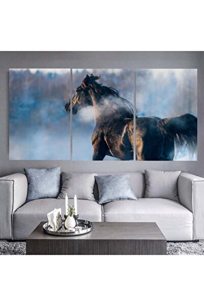 4gdran ثلاث لوحات قماشية مودرن بتصميم حصان مع برواز شامبين مجوف