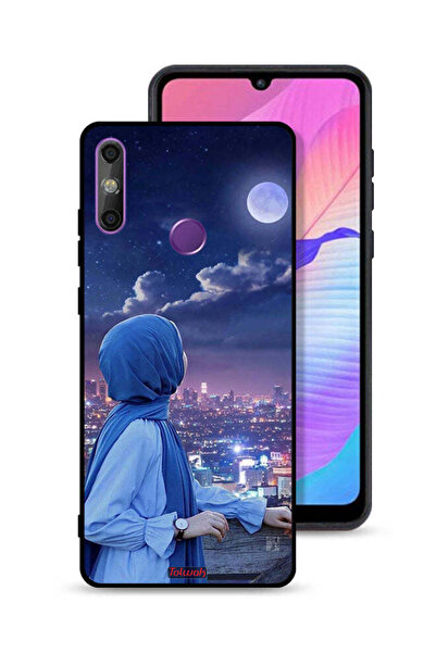 Tolwak غطاء حماية لهاتف هواوي إنجوي 20e بطبعة فتاة محجبة تنظر إلى القمر