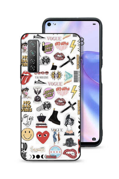 Tolwak Huawei nova 7 SE 5G Protective Case Cover No Bad Vibes Stickers