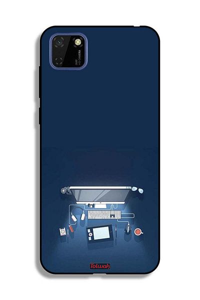 Tolwak Huawei Y5p Protective Case Cover Computer Desk Art