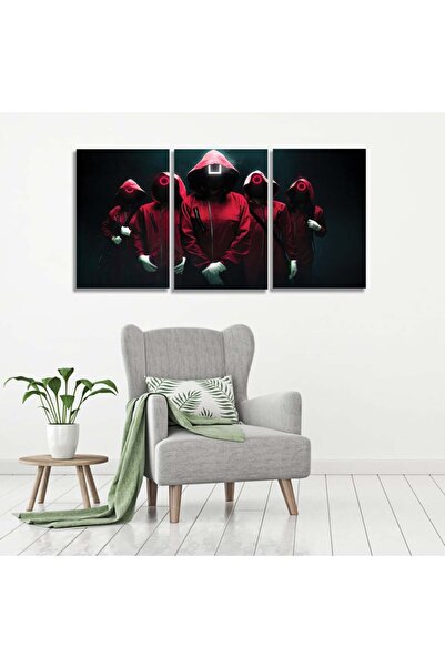 Marktna ثلاث لوحات قماشية بتصميم مسلسل SQUID GAME مع برواز شامبين مجوف