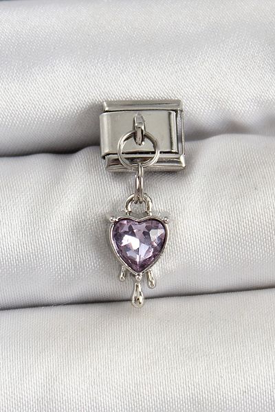 Clariss 316L Steel Silver Color Purple Heart Model Nomination Charm