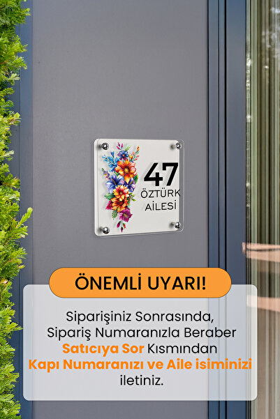 Morimora Kişiye Özel Renkli Çiçekli Kapı İsimliği