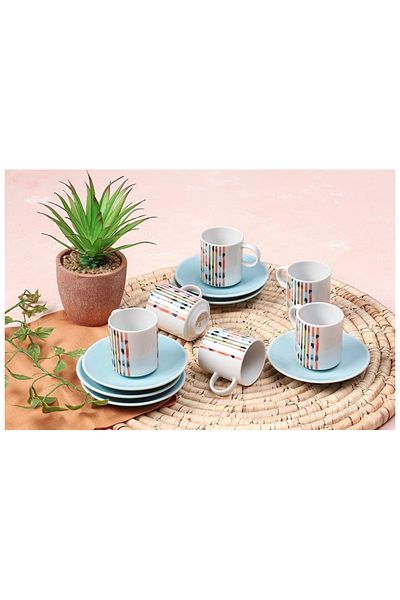 Porland Turquoise Coffee Set for 6 People 90Cc