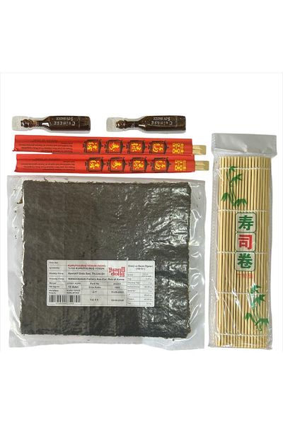Mena Rise Diyar-Ifırsatshop Sushi Set 1, 5 Sheets of Seaweed, Sushi Mat, Chopstick, Soy Sauce, Make Sushi at Home