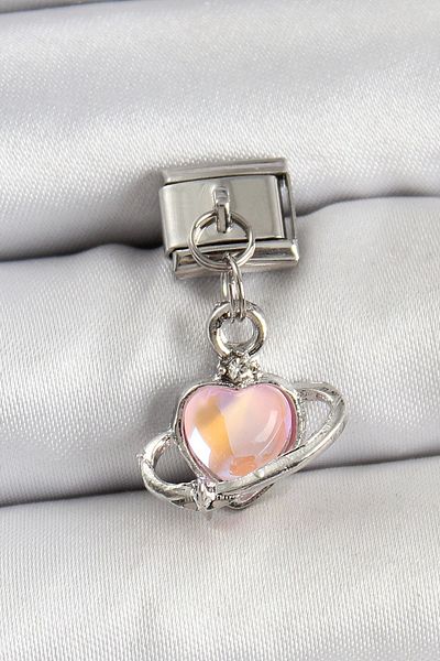 Clariss 316L Steel Dangle Heart Model Silver Color Nomination Charm