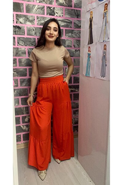 EGELİMODA Bürümcük Elastic Wide Leg Pocket Trousers