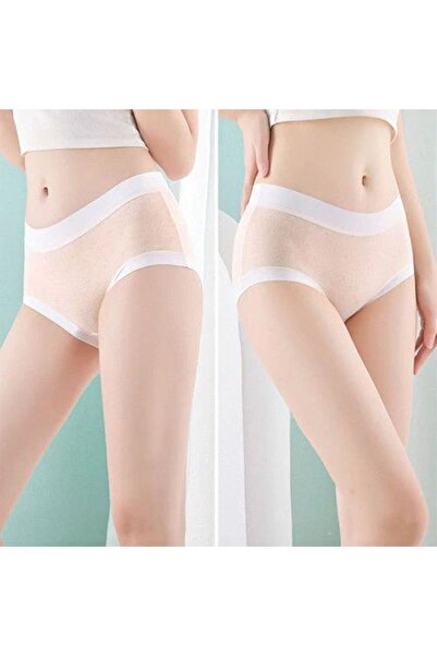 Generic High Elastic Waist Embossed Pattern Women Underwear French Cut Panties - Yellow