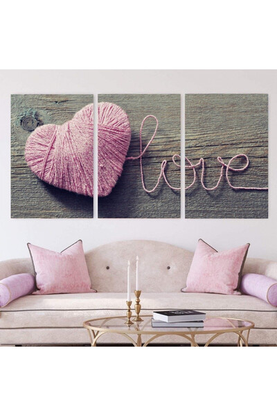 Marktna ثلاث لوحات قماشية حب مع برواز شامبين مجوف