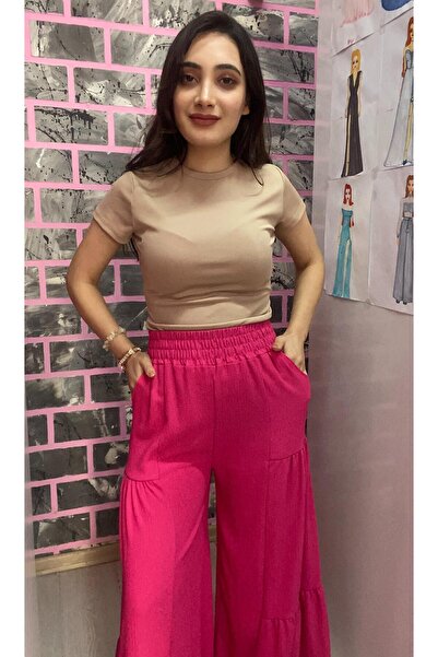 EGELİMODA Bürümcük Elastic Wide Leg Pocket Trousers