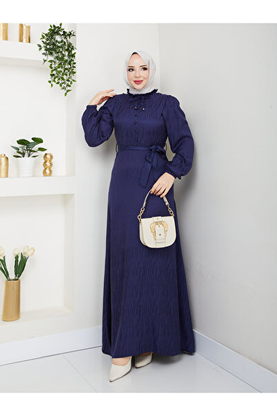 BELLİNA Kadın Yazlık Jakar Dokuma Kumaş Elbise