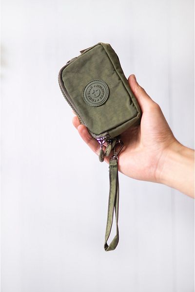 İMAKS Mini Size Crinkle / Clinkir 3 Zipper Wristlet/Shoulder Strap Bag Coin Purse K. Green 3032