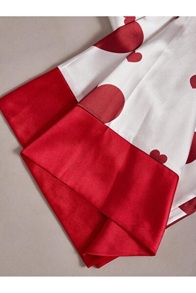 randevu Kalp Desenli Saten Askılı Atlet Pantolon Gecelik