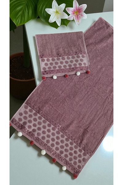 MİLAYS LİFE HOME COLLECTİON Anali Girl Pompon 2-Piece Towel Set