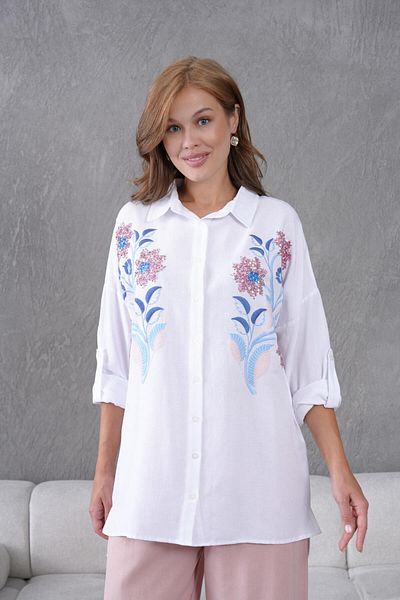 BURRASCA Embroidered Stone Linen Shirt