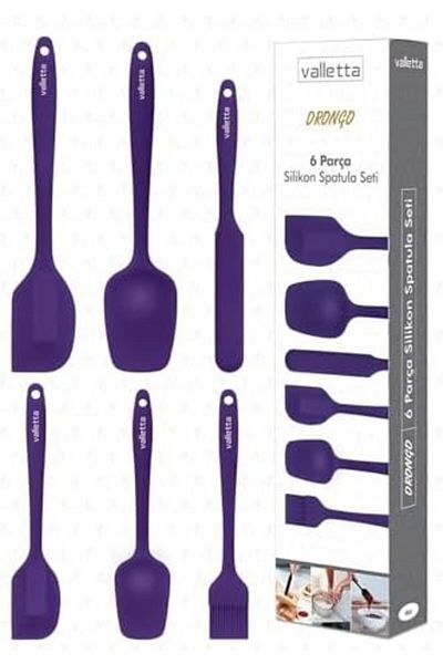 Mena Rise Şirinshop Drongo Heat Resistant Fireproof Non-Stick Silicone Spatula Set 6 Pieces Purple 1108107