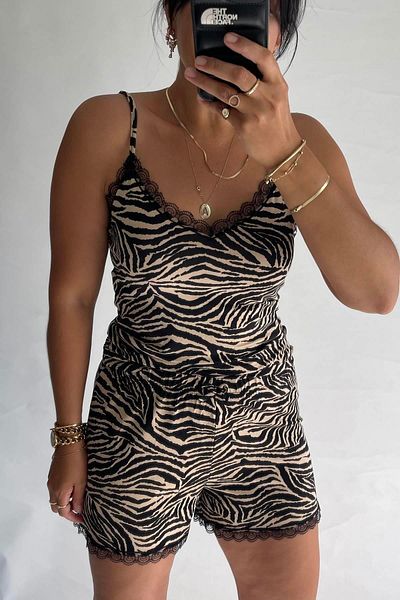 MJAMASS Zebra Lace Shorts Set