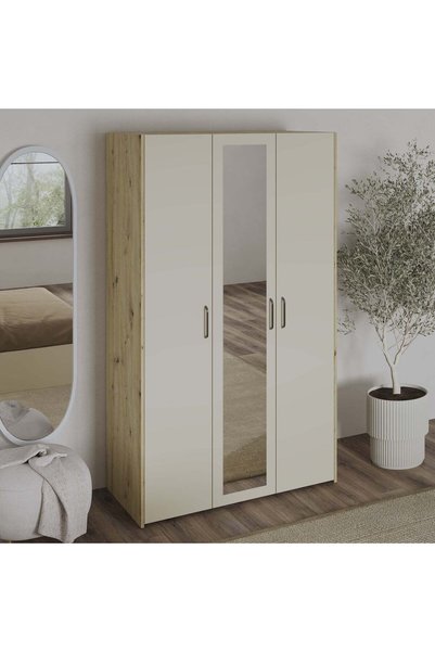 haaus.ro Dulap haaus Malmo, 3 Usi, Stejar Artisan/Argila, 120 x 52 x 200 cm