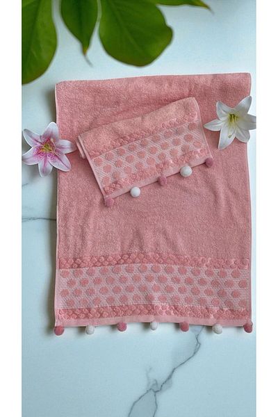 MİLAYS LİFE HOME COLLECTİON Anali Girl Pompon 2-Piece Towel Set