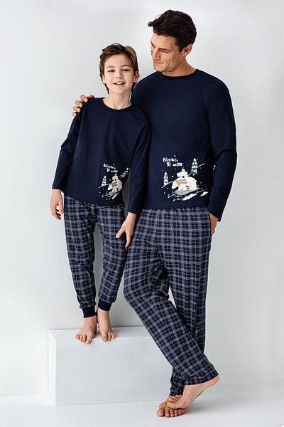 Arnetta Ανδρικό μακρυμάνικο κοστούμι πιτζάμες Navy Blue