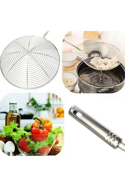 Mena Rise Şirinshop Metal Colander, Frying Boiling Strainer (Medium Size) 1108107