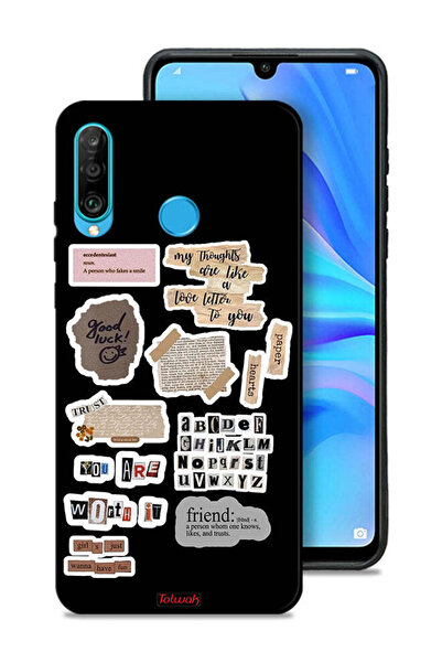 Tolwak غطاء حماية لهاتف هواوي نوفا 4e مع ملصقات اقتباسات الحظ السعيد