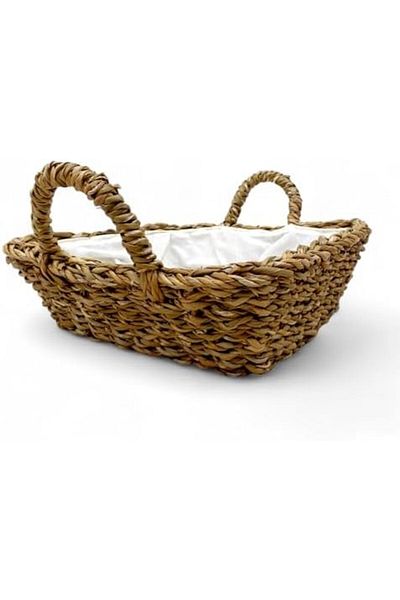 Mena Rise Diyar-Ifırsatshop Handmade Natural Wicker Handle Multi-Purpose Decorative Square Basket, Wicker Handle