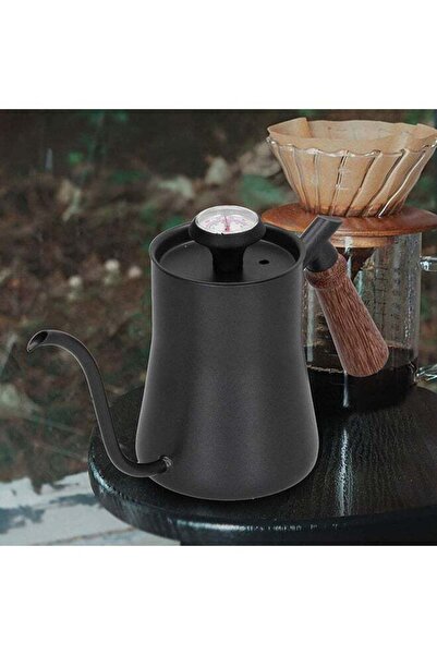 fulina 550ml Coffee Kettle with Thermometer Pour, Kettle Stovetop Coffee Tea Pot with Wood Handle,Blue