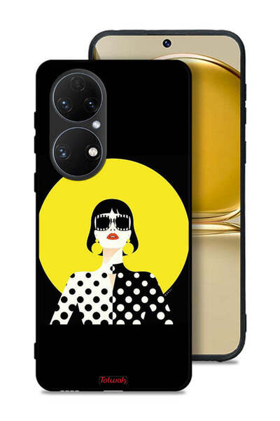 Tolwak Huawei P50E Protective Case Cover Stylish Girl Art