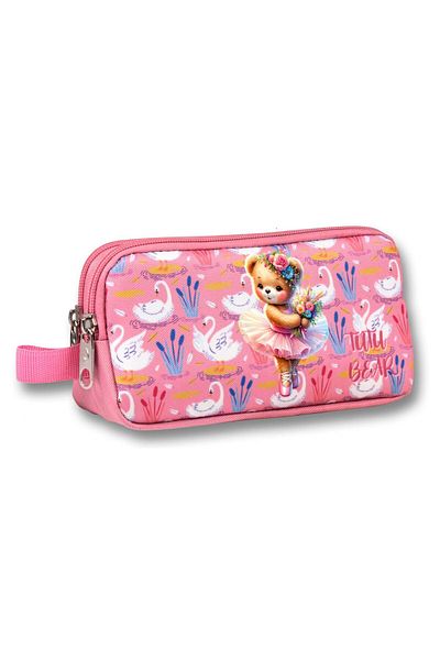 ÜMİT ÇANTA Ümit Çanta Ballerina Teddy Bear θήκη για μολύβι με δύο θήκες για κορίτσια - Ροζ - 5002