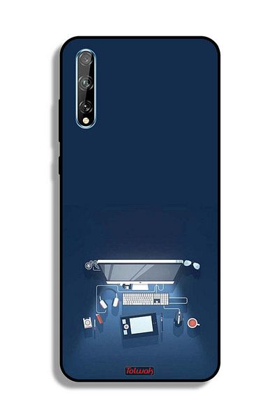 Tolwak Huawei Y8p Protective Case Cover Computer Desk Art