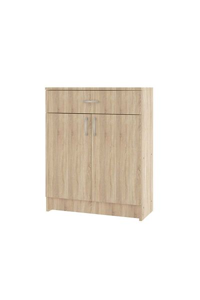 haaus.ro haaus Tisa Chest of Drawers, 1 Drawer, 2 Doors, Sonoma Oak, 80 x 35 x 100 cm