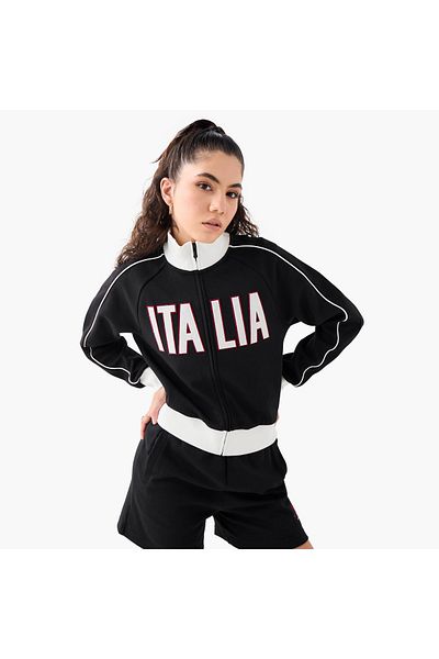 Kappa Logo Print Jacket with Zip Closure